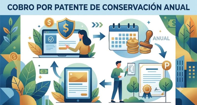 Concesión minera de áridos y pétreos representada mediante una ilustración relacionada con el pago de la patente anual de conservación.