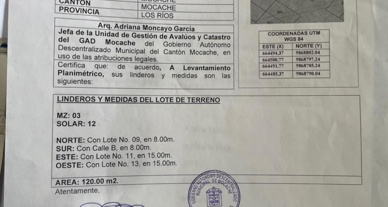 CERTIFICADO DE LINDEROS Y MEDIDA