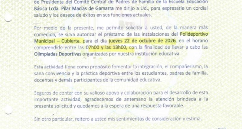 Solicitud de permiso a espacios públicos municipales