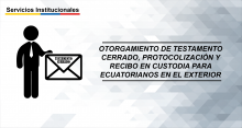 Otorgamiento de testamento cerrado, protocolización y recibo en custodia para ecuatorianos en el exterior