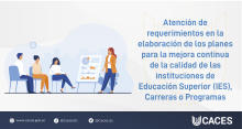 CACES-03-01-01 Atención de requerimientos en la elaboración de los planes para la mejora continua de la calidad de las Instituciones de Educación Superior (IES), Carreras o Programas