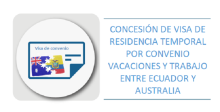 Concesión de visa de residencia temporal por convenio vacaciones y trabajo entre Ecuador y Australia
