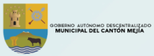 Escudo del Cantón Mejía con la inscripción de "Gobierno Autónomo Descentralizado del Cantón Mejía" 