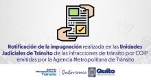 Notificación de la impugnación de las infracciones de tránsito por COIP