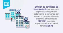 Emisión de certificado de licenciamiento para centros especializados para el tratamiento a personas con consumo problemático de alcohol y otras drogas (CETAD) y centros especializados en salud renal (CESR)