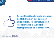 Notificación de inicio de obras de Habilitación del Suelo en Subdivisión, Reestructuración Parcelaria de la Agencia Metropolitana de Control AMC.