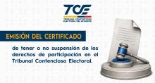 Emisión del certificado de tener o no suspensión de los derechos de participación en el Tribunal Contencioso Electoral.